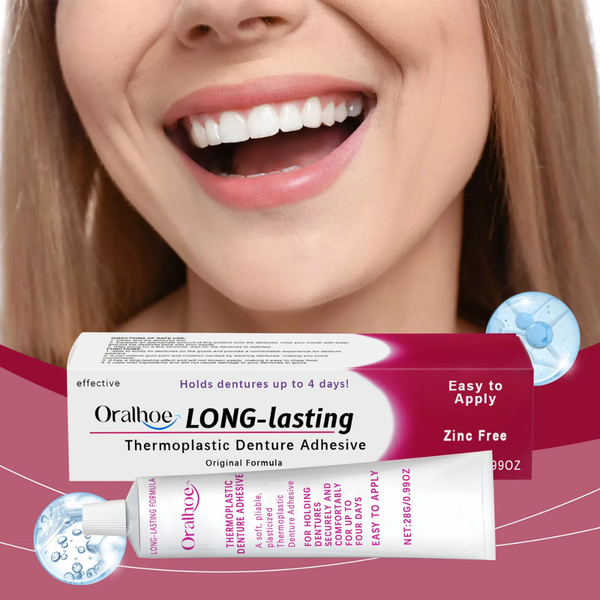 Oralhoe LongLasting Thermoplastic denture adhesive  Secure Fit. All-Day Comfort. Zero Worries.